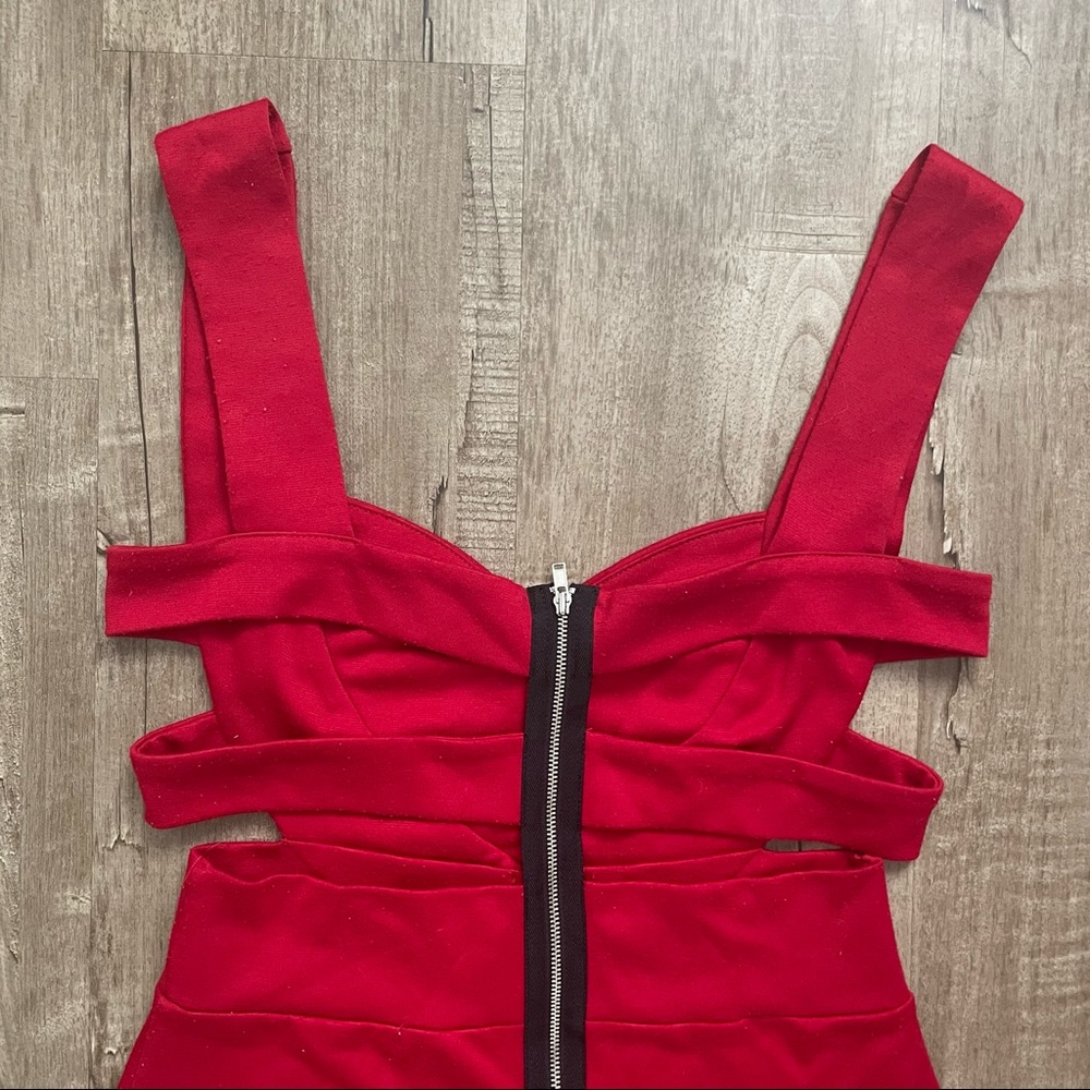 Red Cut Out Mini Dress Size Medium - Picture 4 of 7